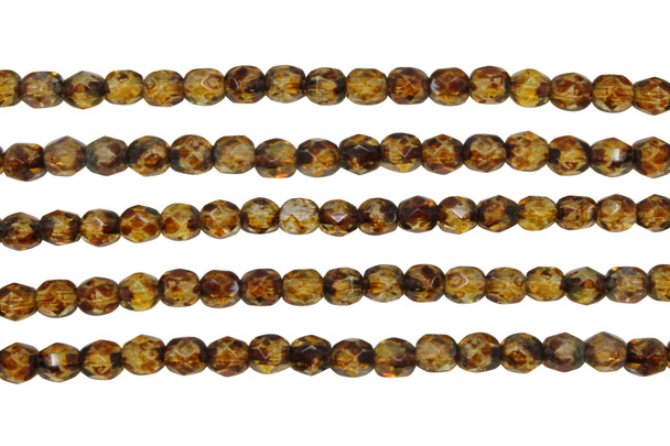 Fire Polish 4mm Faceted Round - Crystal Picasso
