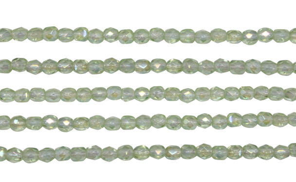 Fire Polish 4mm Faceted Round - Luster Iris Peridot