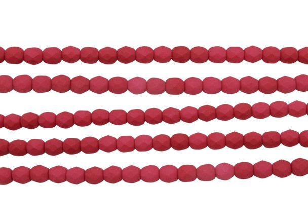Fire Polish 4mm Faceted Round - Saturated Fuchsia