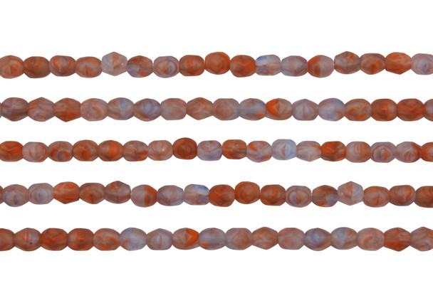 Fire Polish 4mm Faceted Round - Hurricane Glass Matte Calico Hills