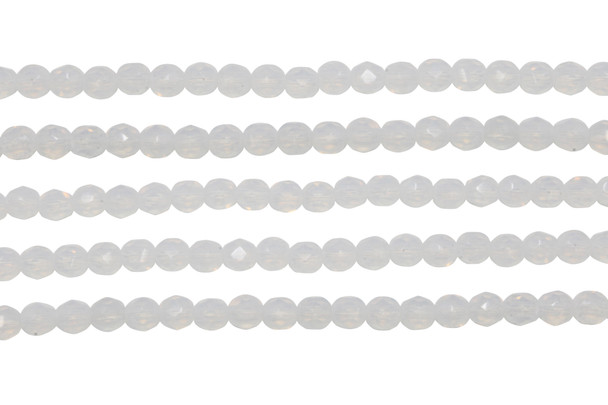 Fire Polish 4mm Faceted Round - Milky White