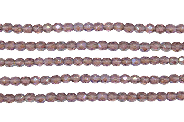 Fire Polish 4mm Faceted Round - Luster Iris Amethyst