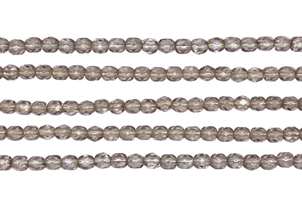 Fire Polish 4mm Faceted Round - Light Amethyst Silver Lined