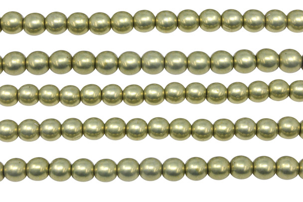 Czech Glass 6mm  Round -- Saturated Metallic Limelight