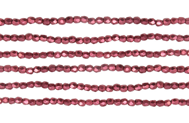 Fire Polish 2mm Faceted Round - Suede Gold Lily Pad