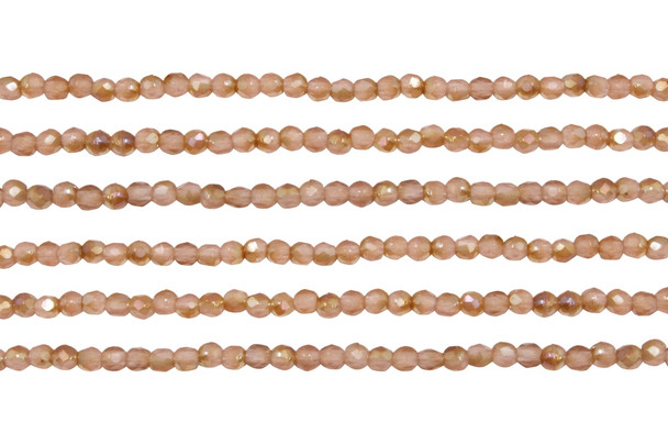 Fire Polish 2mm Faceted Round - Milky Pink Celsian