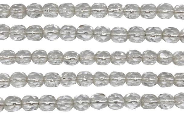 Fire Polish 6mm Faceted Round - Crystal Silverline