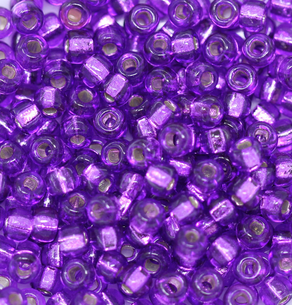 Size 6 Toho Seed Beads -- 27ST Bright purple / Silver Lined