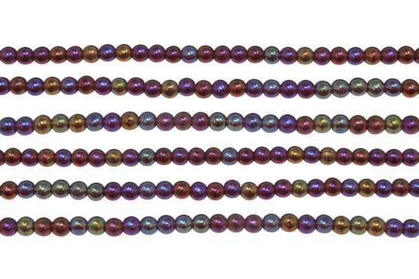 Czech Glass 4mm Round -- Luster Iris Garnet