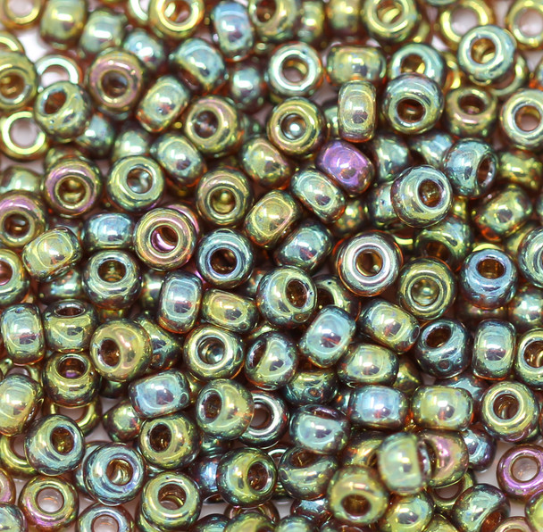 Size 6 Miyuki Seed Beads -- 318I Dark Topaz Olivine Gold Luster