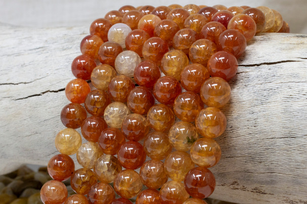 Orange Cracked Agate Polished 10mm Round