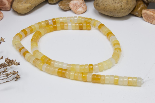 Yellow Jade Polished 3x6mm Wheel