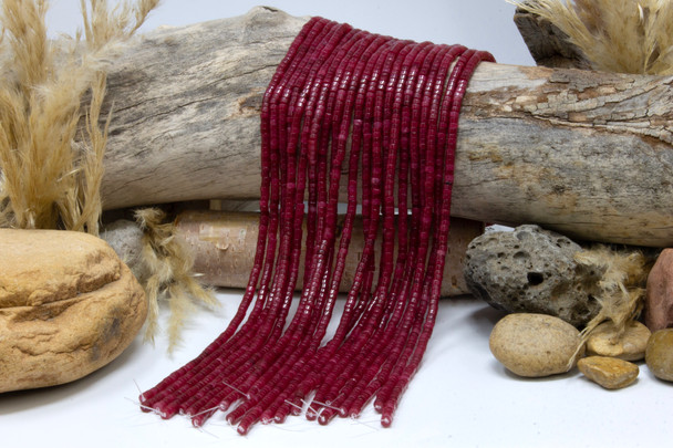 Dyed Jade Polished Cranberry 2x4mm Wheel