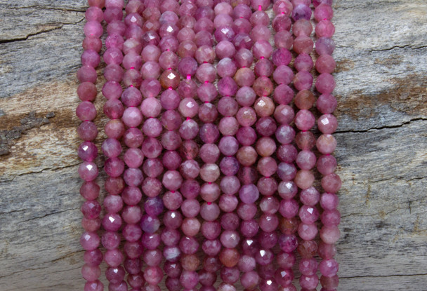 Pink Tourmaline Polished 4mm Faceted Round