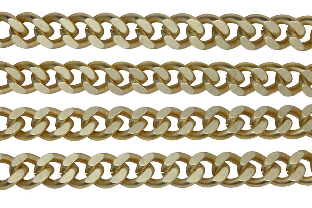 Satin Hamilton Gold 12x10mm Large Curb Chain - Sold By 6 Inches
