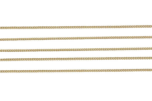 Satin Hamilton Gold 1.5mm Fine Curb Chain - Sold By 6 Inches