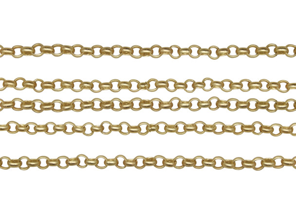 Satin Hamilton Gold 3.5mm Rolo Chain- Sold By 6 Inches
