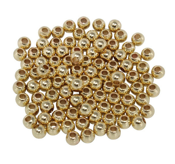 18K Gold Plated 3mm Round Anti Tarnish Coating - 100 Beads
