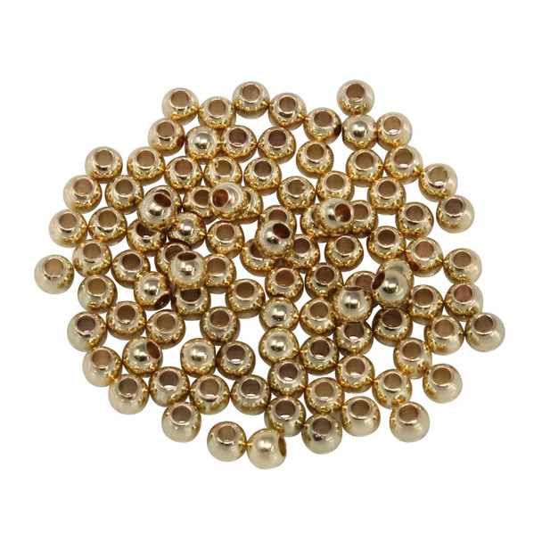 18K Gold Plated 4mm Round Anti Tarnish Coating - 100 Beads