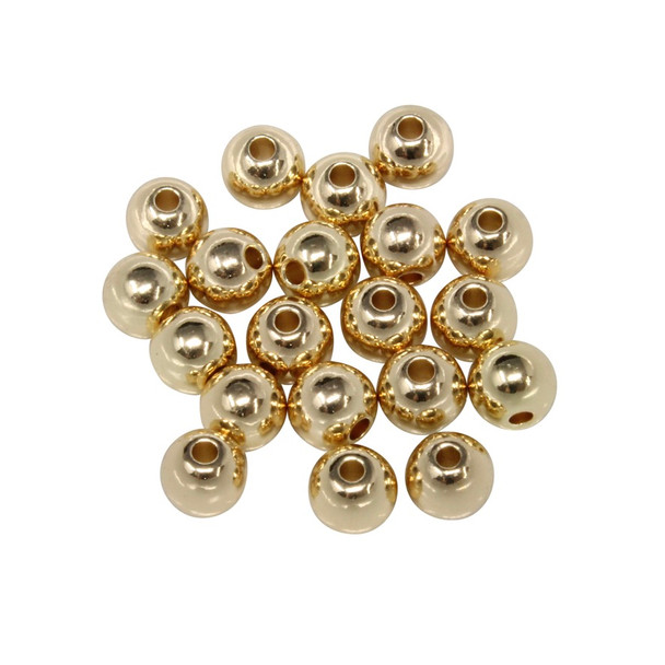 18K Gold Plated 6mm Round Anti Tarnish Coating - 1.5mm Hole - 20 Beads