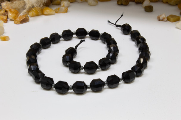 Black Onyx Polished 8-10mm Faceted Energy Tube