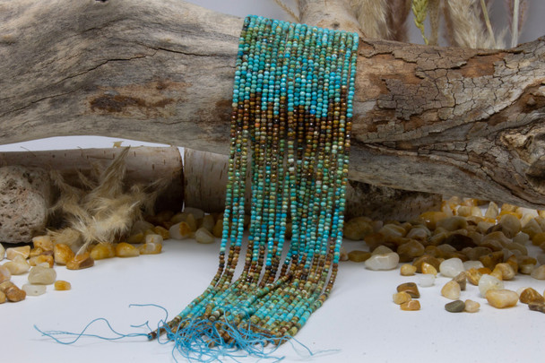 Natural Turquoise Polished Banded 2mm Faceted Rondelle