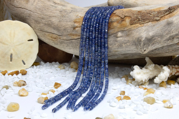 Kyanite Polished 4mm Faceted Rondelle