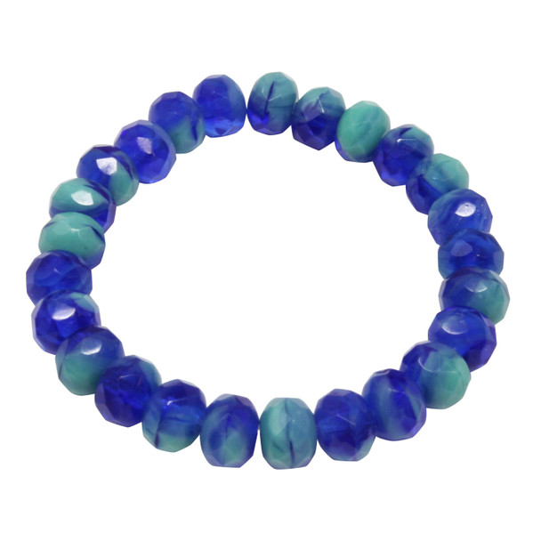 Czech Glass 7x5mm Faceted Rondelle Beads -Transparent Cobalt and Opaque Turquoise Mix