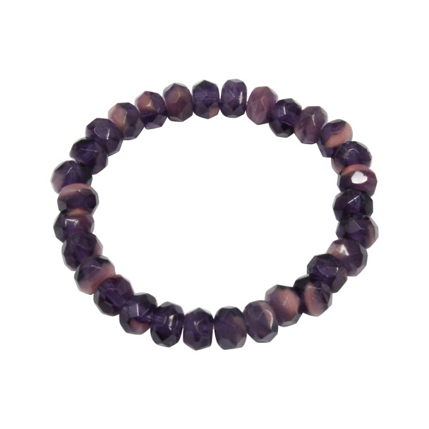 Czech Glass 5x3mm Faceted Rondelle Beads - Purple Transparent Opaque Pink Mix