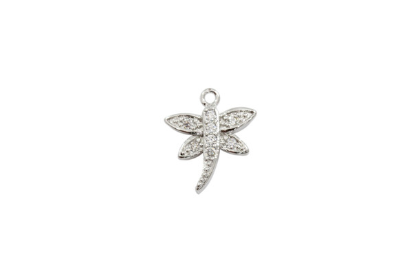 Silver Micro Pave Dragonfly Charm