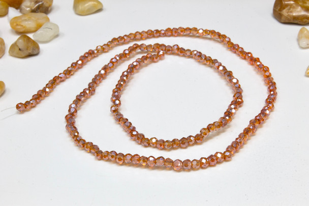 Glass Crystal Polished 2x2.5mm Faceted Rondelle - Transparent Rust