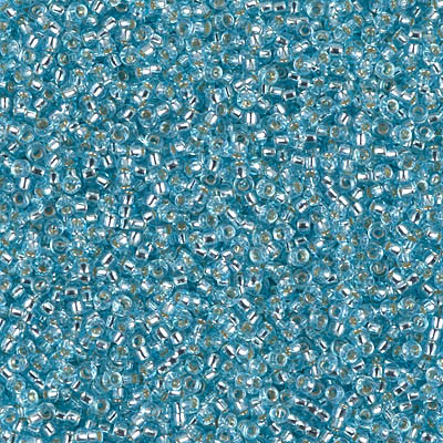 Size 15 Miyuki Seed Beads -- 18 Aqua / Silver Lined