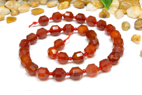 Carnelian Polished 10mm Faceted Energy Tube