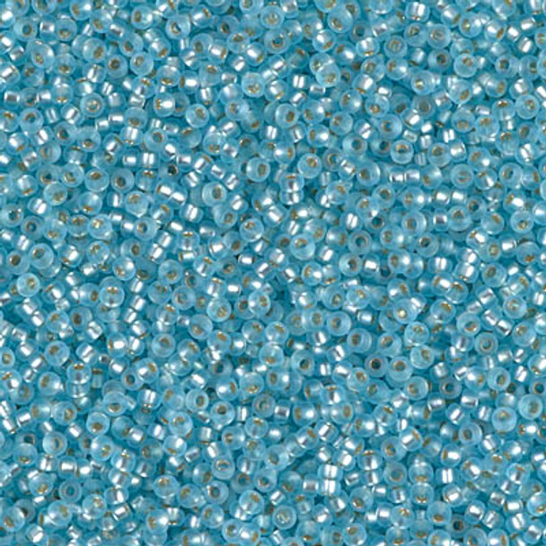 Size 15 Miyuki Seed Beads -- 18F Aqua / Silver Lined Matte