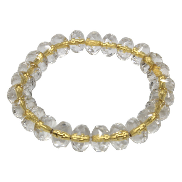 Czech Glass 7x5mm Faceted Rondelle Beads - Crystal Transparent 14K Gold Lined
