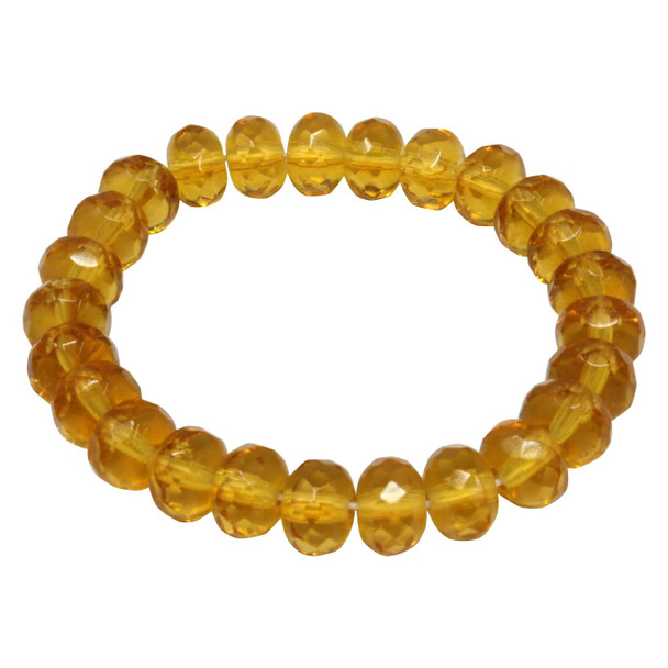 Czech Glass 7x5mm Faceted Rondelle Beads - Transparent Amber