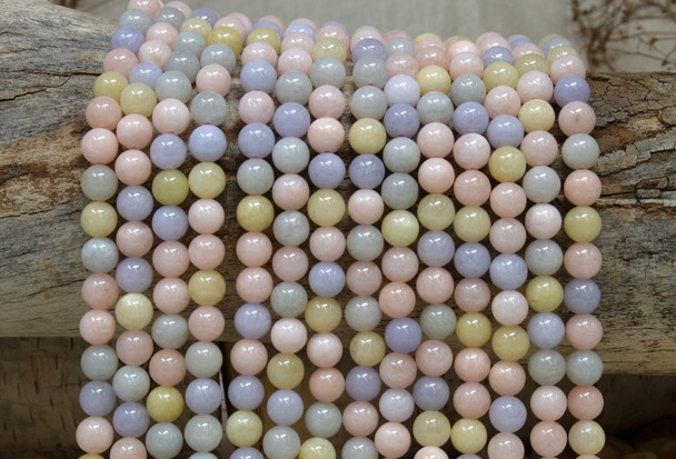 Natural Jade Polished Dyed Pastel Mix 8mm Round