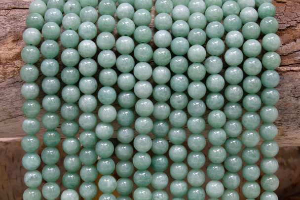 Natural Jade Polished Dyed Aqua Mint 8mm Round