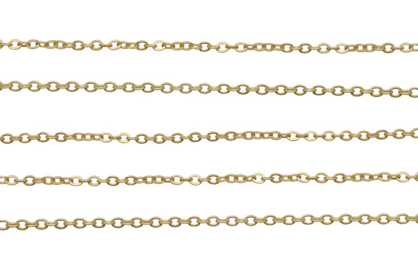 Satin Hamilton Gold 1.7mm Petite Cable Chain - Sold By 6 Inches