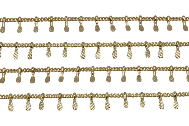 Gold Textured Drop Curb Chain - Sold By 6 inches