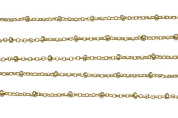 Satin Hamilton Gold 2.5mm Satellite Curb Chain - Sold By 6 inches