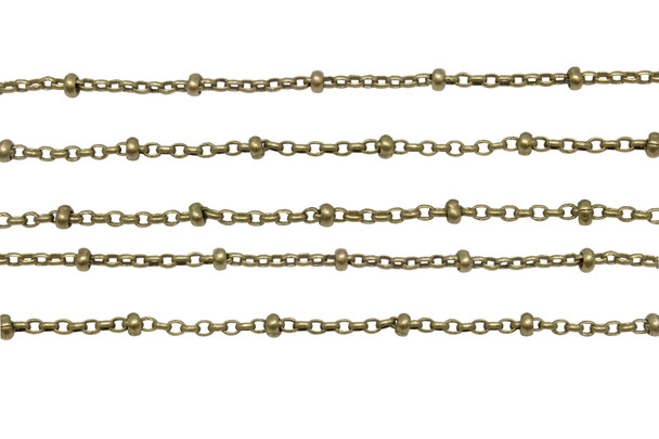 Antique Brass 2.5mm Satellite Curb Chain - Sold By 6 inches