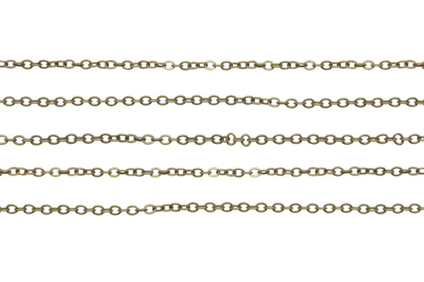 Antique Brass 1.7mm Petite Cable Chain - Sold By 6 Inches