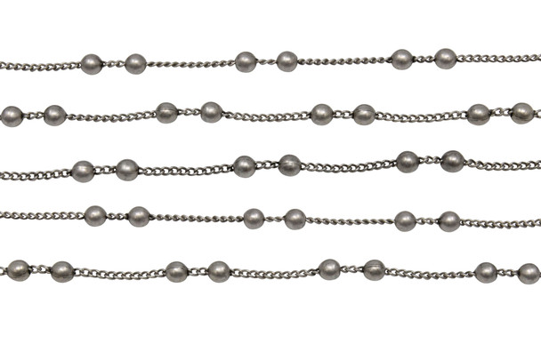 Antique Silver .7mm Curb Chain with 3mm Satellite - Sold By 6 Inches