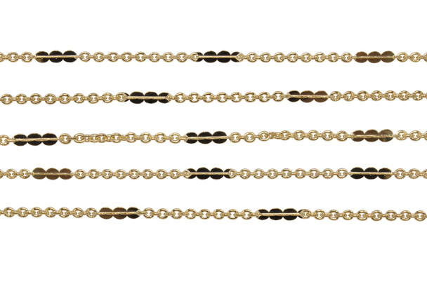 Gold 2x1.5mm Petite Cable Chain - Sold By 6 Inches