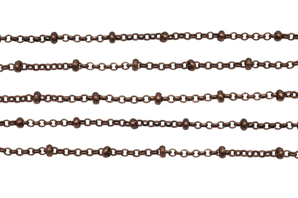 Antique Copper 2.5mm Satellite Curb Chain - Sold By 6 inches