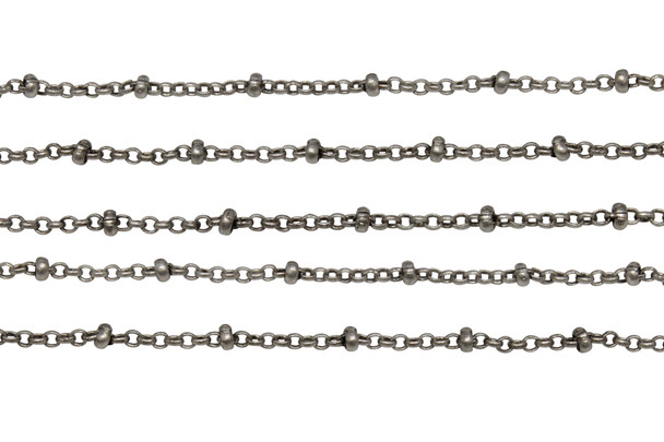 Antique Silver 2.5mm Satellite Curb Chain - Sold By 6 inches