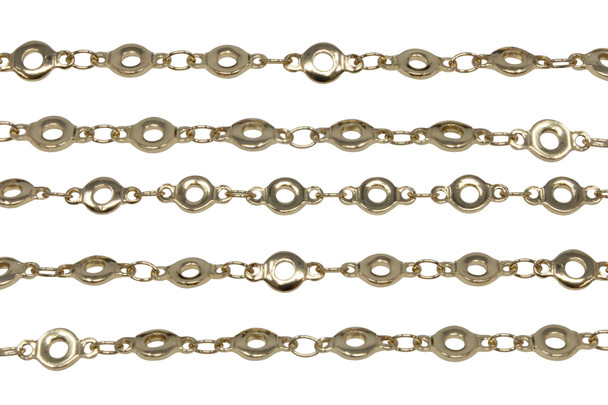 Gold 4.5mm Flat O Link Chain - Sold By 6 Inches