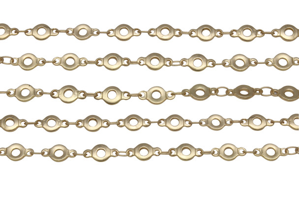 Satin Hamilton Gold 4.5mm Flat O Link Chain - Sold By 6 Inches