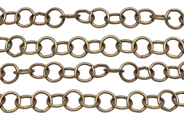 Antique Brass 10mm Cable Chain - Sold By 6 Inches